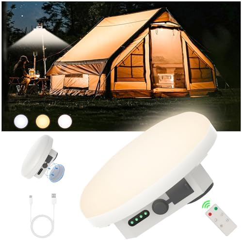 Camping Tent Light LED Rechargeable Portable Hanging Lantern with Remote,IPX5 Waterproof Outdoor Lights with Battery Power, Camp Lamp Light for Glamping Indoor Outages Car Repair