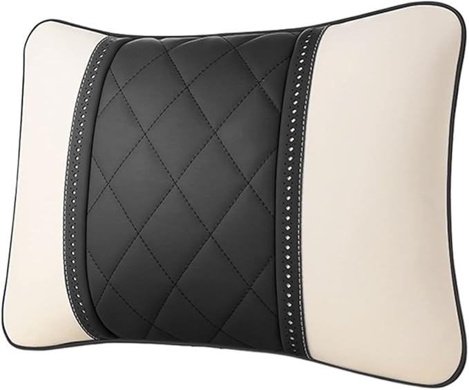 Luxury NAPPA Headrest Compatible For Mercedes Maybach S-Class Leather Lumbar Pillows Car Neck Travel Seat Cushion Support Car Accessories(Beige Maybac)