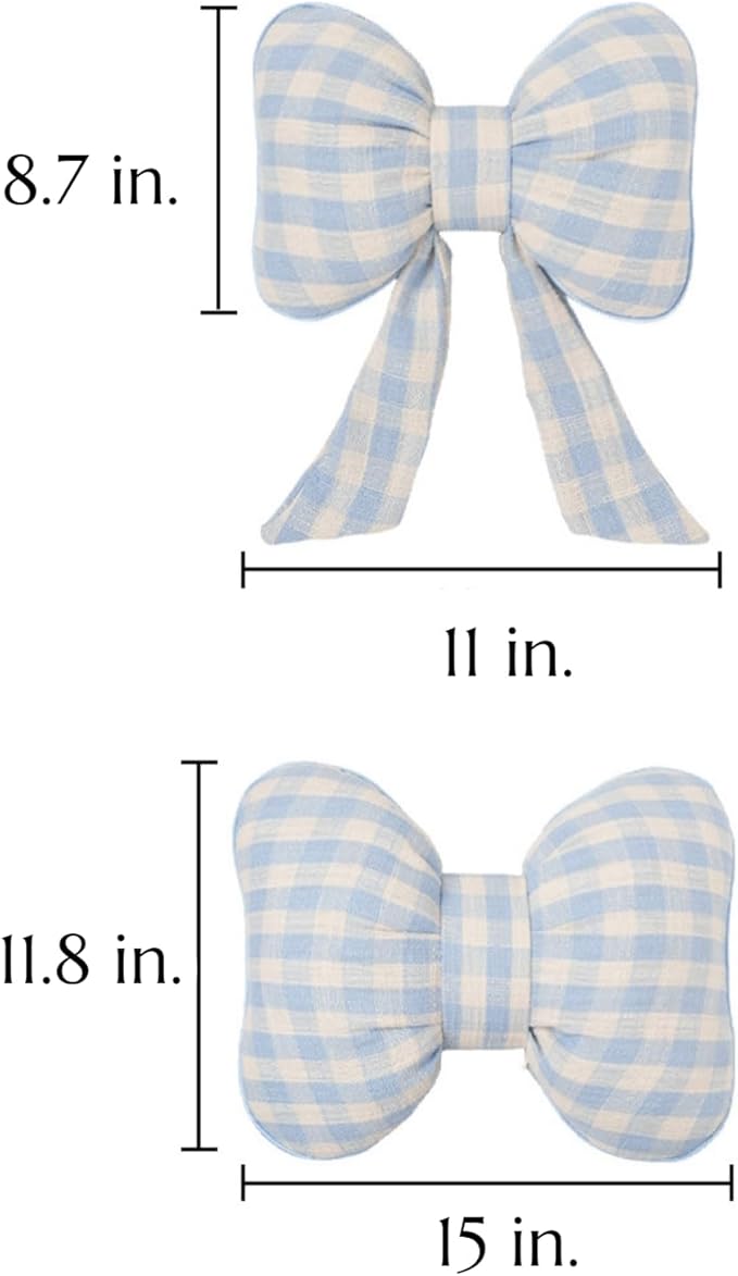 Car Accessories Plaid Bow Headrest Lumbar Pillow 4PCs Set Cotton Linen Elegant Soft Car Seat Cushions for Daily Commuting Trave (Pink Plaid,Lumbar Pillow 2pcs)