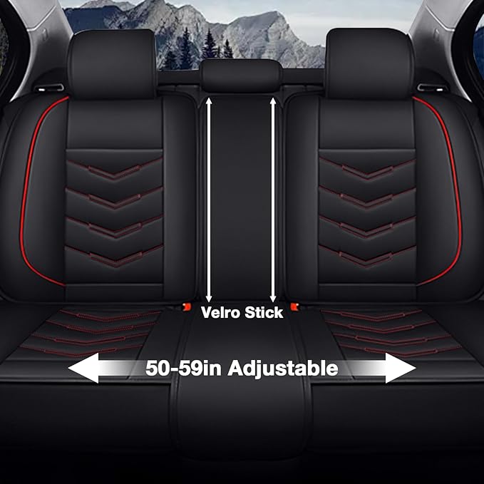 MVRVMV 5-Seat Car Seat Covers for Honda Pilot 2010-2026, Waterproof Non-Slip Wear-Resistant Leather Seat Cover (5 Seat Standard, Black-Red)