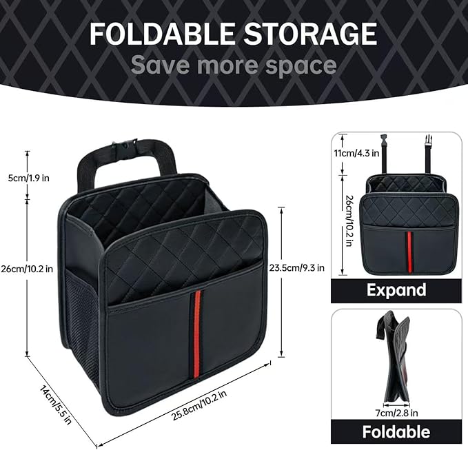 Car Seat Back Organizer with Storage Pockets, 2 Pack Multi Hanging Car Seat Organizer Backseat Car Organizer, Leather Backseat Car Organizer for Kids & Adults with Cup Holders Car Travel Accessories
