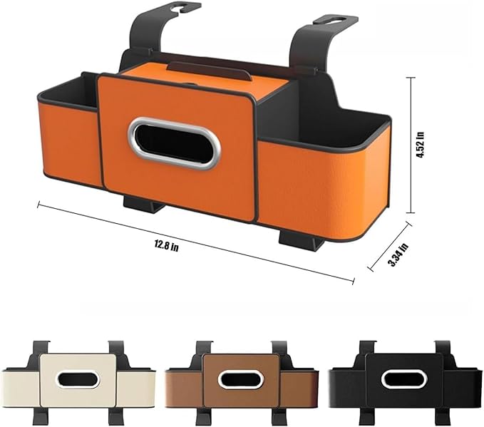 Geshus Backseat Organizers Hanging Storage, Car Seat Back Organizer With Tissue Holder, For Hold Phone,Drinks,Handbag,Compatible With Most Vehicles (Brown)