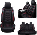 MVRVMV for Ford Ranger 2005-2026 Seat Covers, Waterproof Leather Seat Cover (5 Seat Standard,Black-Red)