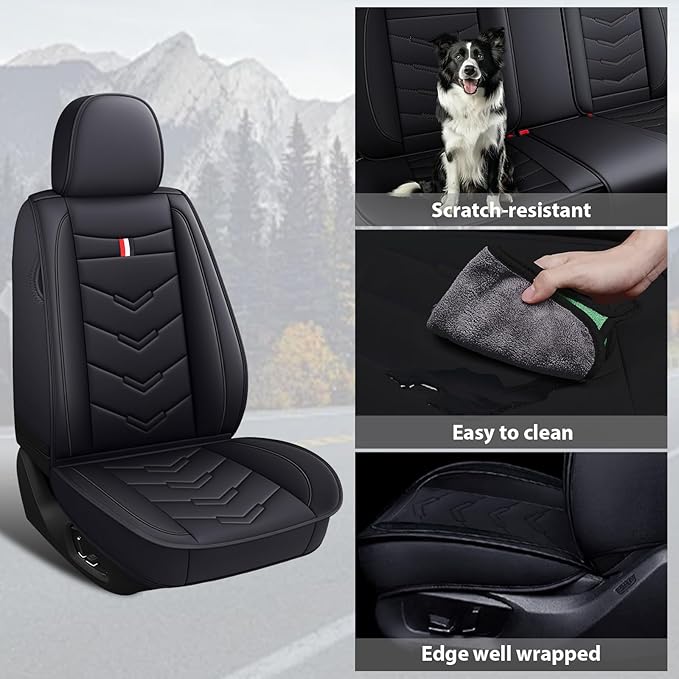 MVRVMV 5-Seat Car Seat Covers for Ford Explorer 2012-2026, Waterproof Non-Slip Wear-Resistant Leather Seat Cover (5 Seat Standard, Black)