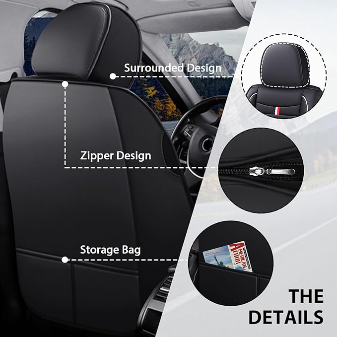 MVRVMV Luxury Car Seat Covers for Ford Explorer 2012-2026, Nappa Leather Auto Seat Cover with 2 Neck Pillows and 2 Lumbar Supports (5 Seat Luxury, Black-White)