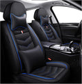 MVRVMV Seat Covers for Ford Ranger 2005-2026, Waterproof Leather Auto Seat Cover with 2* Neck Pillow and 2* Lumbar Support (2 Seat Luxury,Black-Blue)