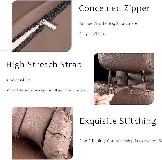 Car Neck Pillow & Lumbar Support for Mazda MX-5 Miata 2019-2023 Ergonomic Breathable Mesh Auto Seat Back Cushion Headrest,Brown-Neck & Lumbar Set