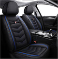 MVRVMV Seat Covers for Ford Edge 2007-2024, Waterproof Leather Auto Seat Cover (2 Seat Standard,Black-Blue)