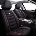 MVRVMV for Ford F-250 2010-2026 Seat Covers, Waterproof Leather Seat Cover (2 Seat Standard,Black-Red)