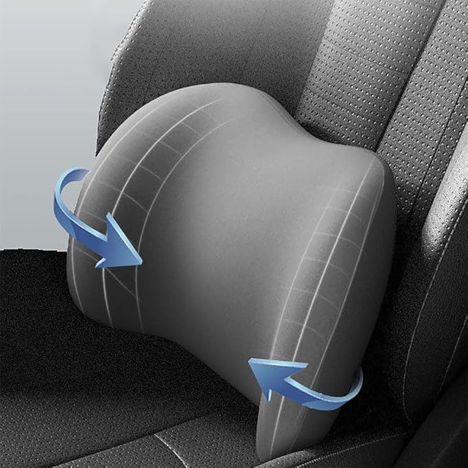 Car Seat Headrest Lumbar Support Kit for Tesla Model Y 2021 2022 2023, Ergonomic Memory Foam Head Neck Pillow Back Cushion Drivers Travel Anti Fatigue,C/Grey