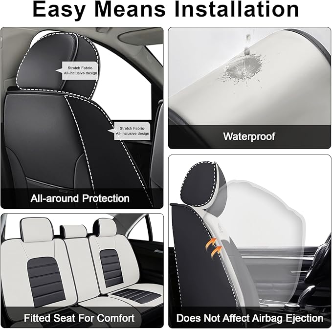 AREKA 2 Seat Covers for Honda Accord 2003-2026 Breathable Car Seat Covers,Anti-Slip Waterproof Car Seat Protectors with Airbag,Automotive Vehicle Cushion with Storage Pockets (Standard,Gray)