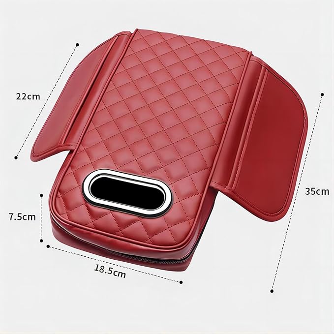 Car Armrest Pads for Hyundai Santa Fe Sport 2013 2014 2015 2016 2017 2018,Leather Center Console Covers Waterproof Anti-Slip Scratch Comfortable Automobile Protective Accessories,Brown