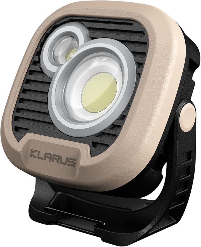 klarus WL3 Camping Light Magnetic Work Light, 1500 High Lumens, 13500mAh High Capacity, 6 Light Modes, Rechargeable Portable LED Lights for Work, DIY, Emergency, Car Repair & Camping - Khaki