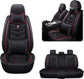 MVRVMV for Ford Bronco Sport 2021-2026 Seat Covers, Waterproof Leather Seat Cover with 2* Neck Pillow and 2* Lumbar Support (5 Seat Luxury,Black-Red)