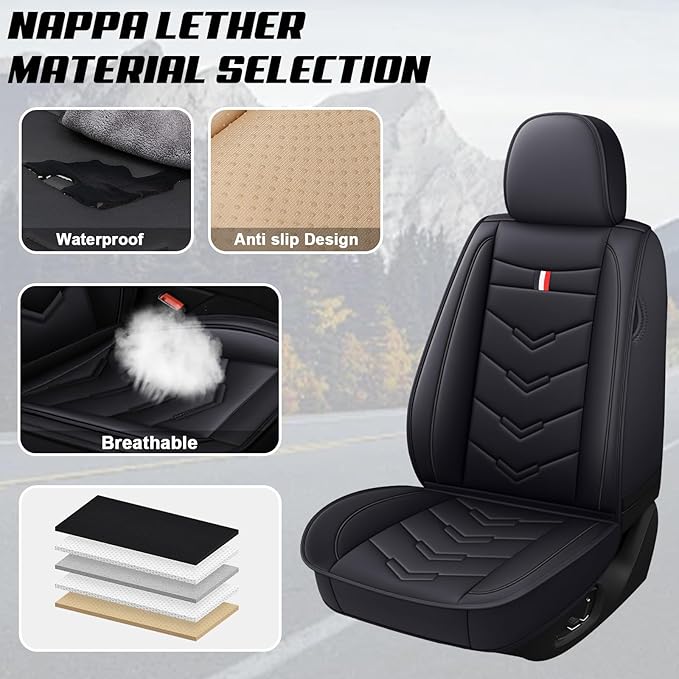MVRVMV 5-Seat Car Seat Covers for Honda Pilot 2010-2026, Waterproof Non-Slip Wear-Resistant Leather Seat Cover (5 Seat Standard, Black)