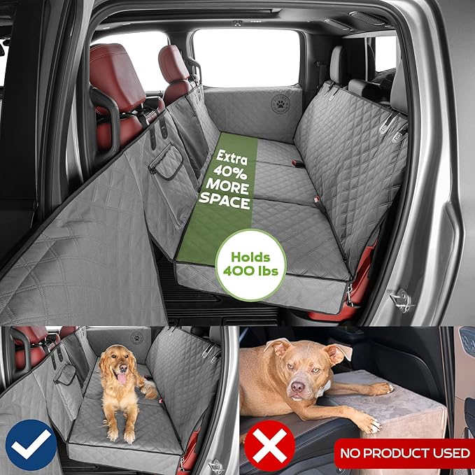 Ruff Liners Medium Back Seat Extender for Dogs, Gray – As Seen on Shark Tank – Hard Bottom Platform for Cars, SUVs & Mid-Size Trucks, 400lb Support, Waterproof – Rigid Back Seat Cover for Dogs
