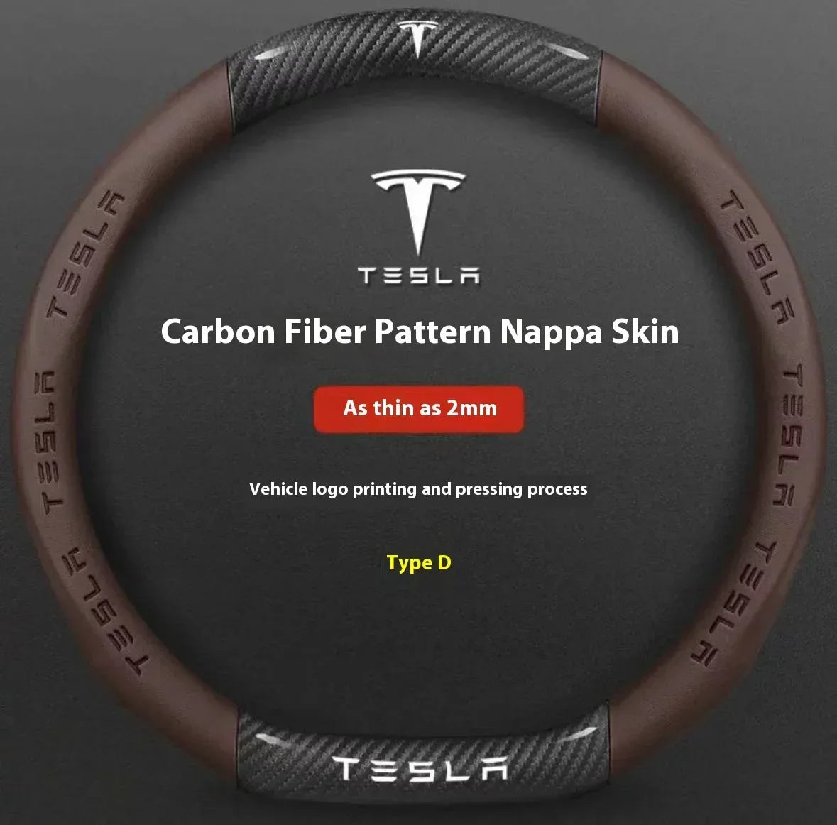 Tesla Carbon Fiber Leather Steering Wheel Cover