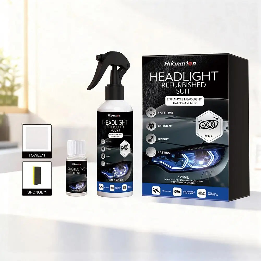Car Headlight Restoration Kit – Lens Cleaner, Polisher & UV Protection Solution