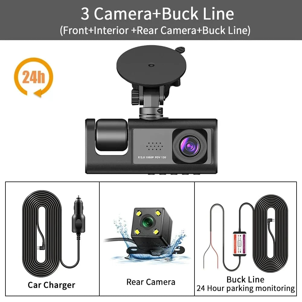 Three-Channel Car DVR HD Dash Cam