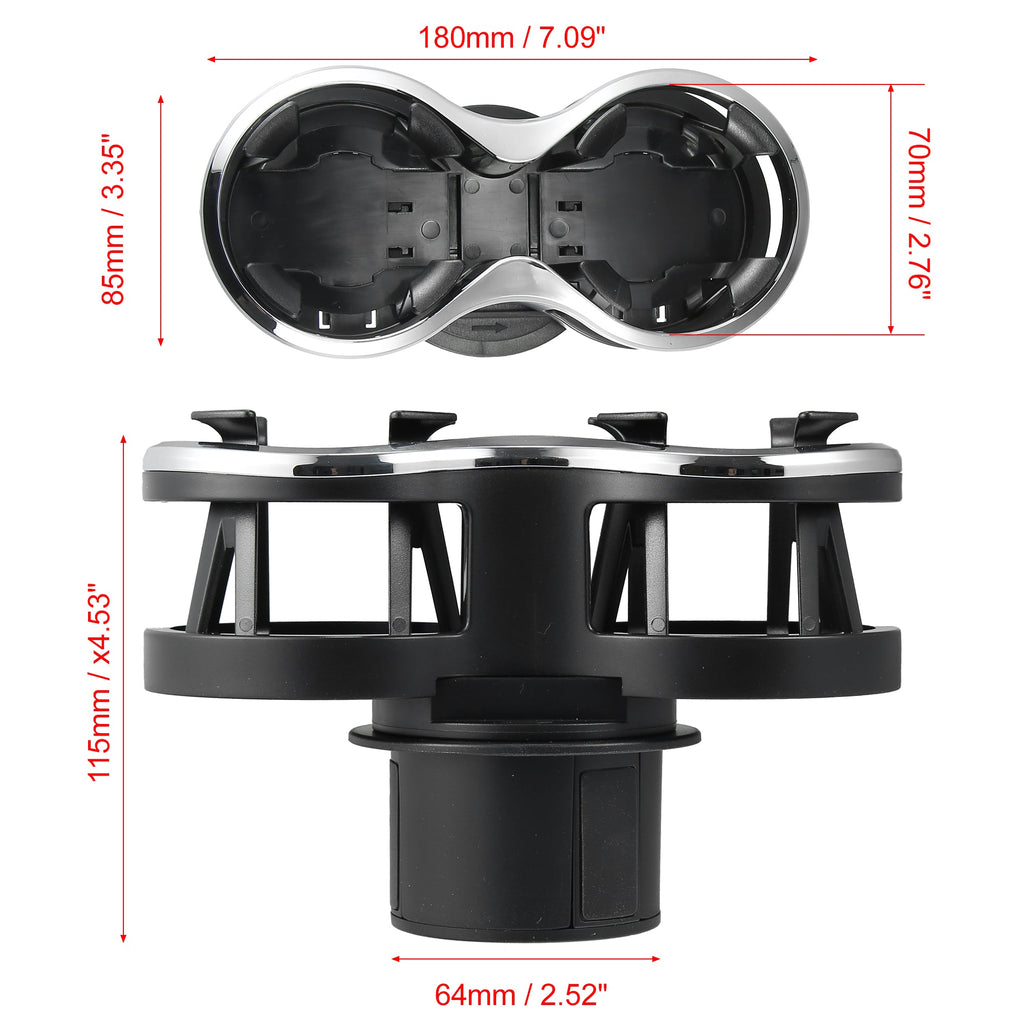 2-in-1 Multifunction Car Cup Holder Expander with Adjustable Base Black